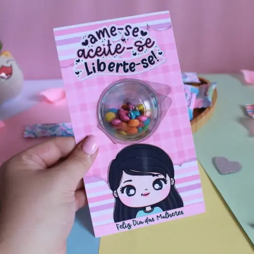 Card com Coloreti (docinhos) Dia da Mulher
