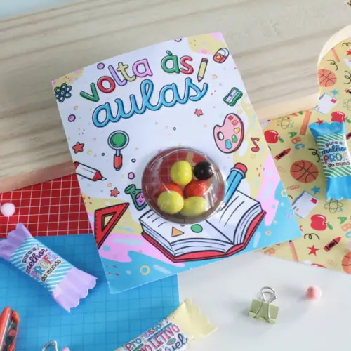Card com Coloreti (docinhos)- Volta as Aulas