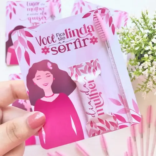 Card com Escovinha e Balinha- Dia da Mulher