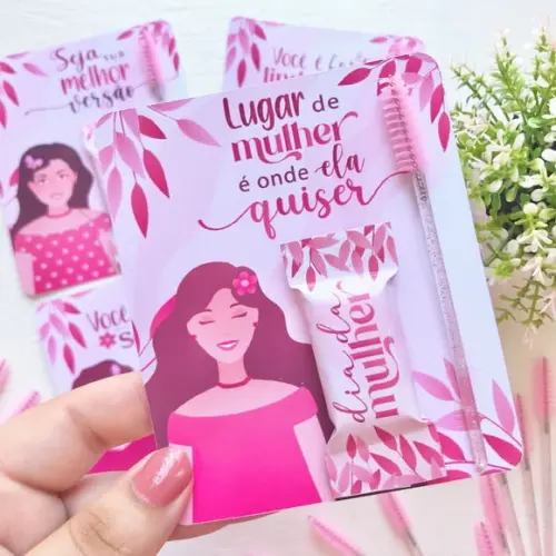 Card com Escovinha e Balinha- Dia da Mulher