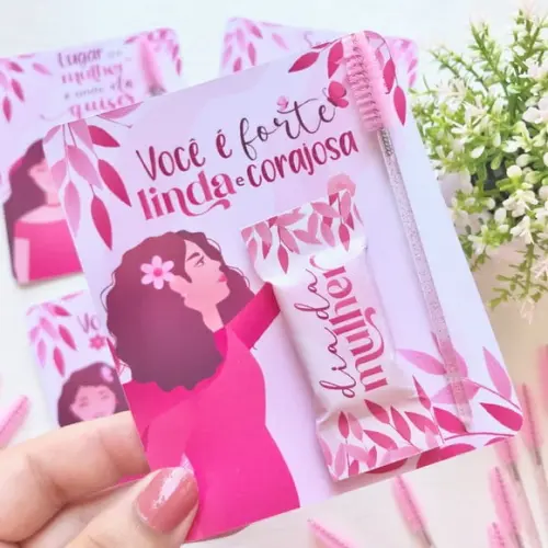 Card com Escovinha e Balinha- Dia da Mulher