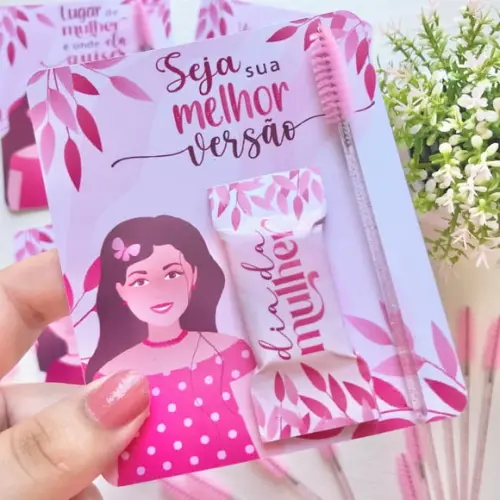 Card com Escovinha e Balinha- Dia da Mulher