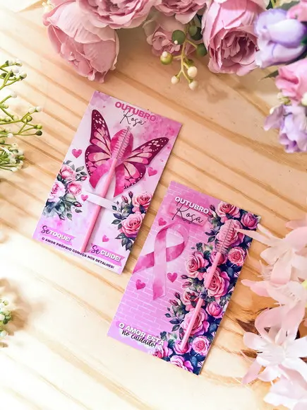 Card com Escovinha- Outubro Rosa