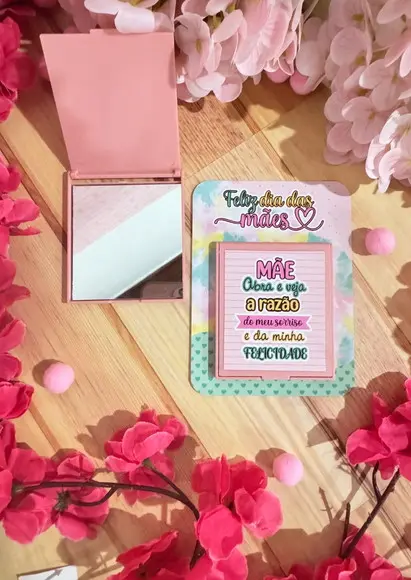 Card com Espelhinho de Bolsa- Dia das Mães