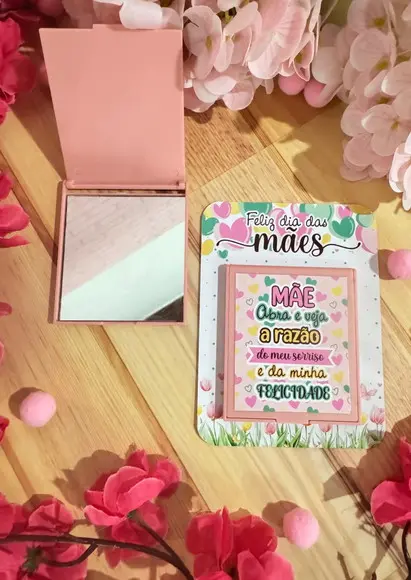 Card com Espelhinho de Bolsa- Dia das Mães