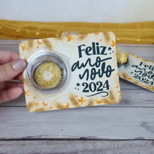 Card com Ferrero Rocher- Ano Novo