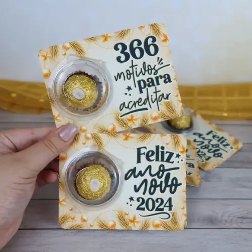 Card com Ferrero Rocher- Ano Novo