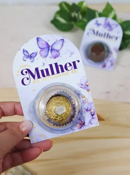 Card com Ferrero Rocher- Dia da Mulher