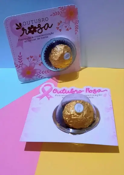 Card com Ferrero Rocher- Outubro Rosa