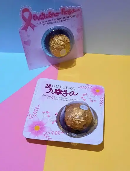 Card com Ferrero Rocher- Outubro Rosa