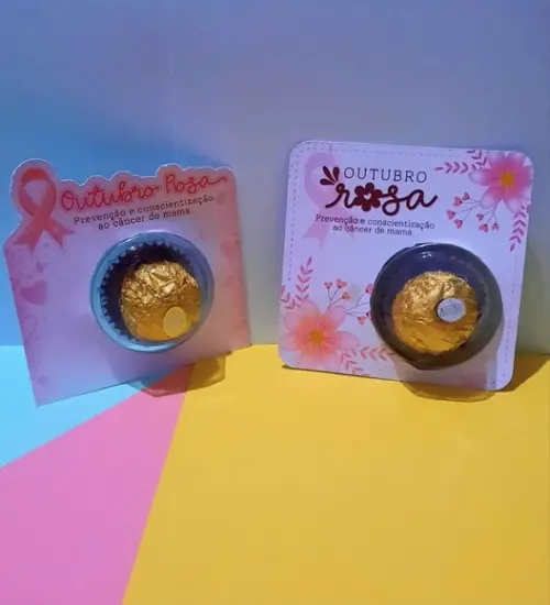 Card com Ferrero Rocher- Outubro Rosa