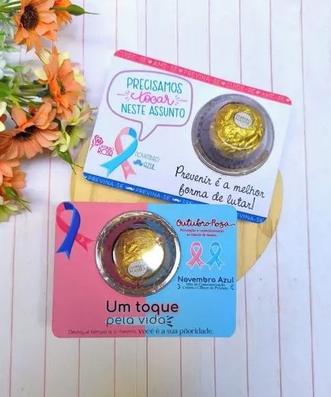 Card com Ferrero Rocher- Outubro Rosa e Novembro Azul