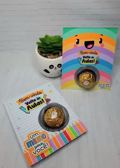 Card com Ferrero Rocher- Volta as Aulas