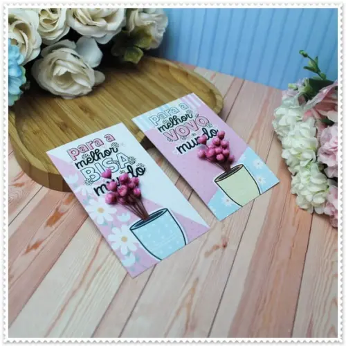 Card com Florzinha Sempre Viva- Dia dos Avós