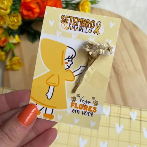 Card com Florzinha Sempre Viva- Setembro Amarelo
