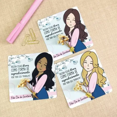 Card com Florzinha- Dia da Secretária