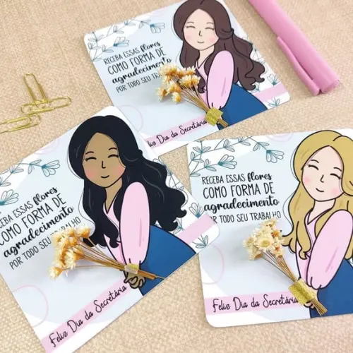 Card com Florzinha- Dia da Secretária
