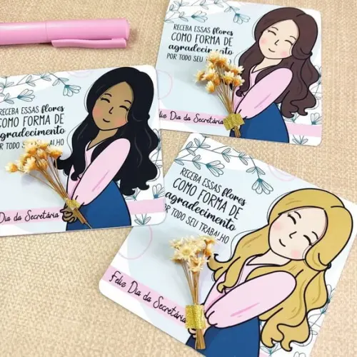 Card com Florzinha- Dia da Secretária