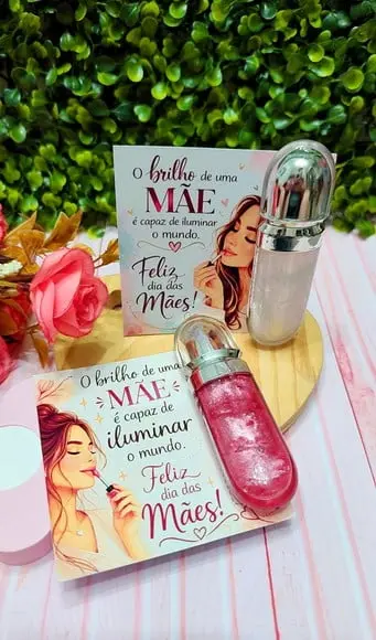 Card com Gloss Labial- Dia das Mães