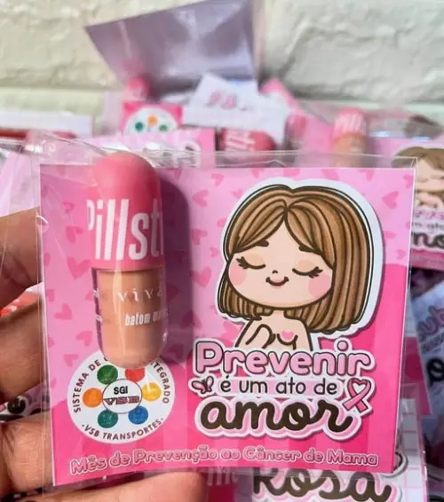 Card com Gloss Labial- Outubro Rosa