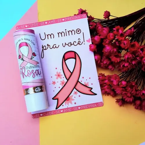 Card com Hidratante Labial (batom de Cacau)- Outubro Rosa