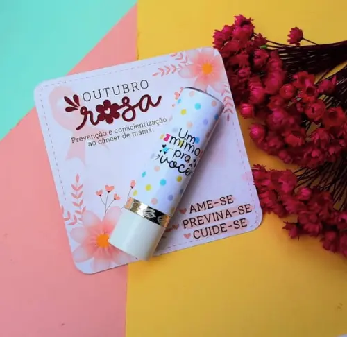 Card com Hidratante Labial (batom de Cacau)- Outubro Rosa