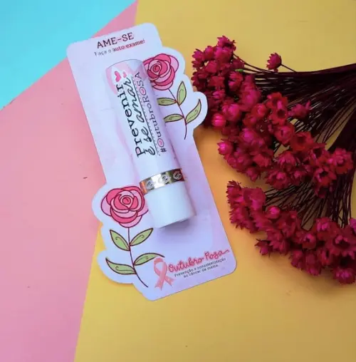 Card com Hidratante Labial (batom de Cacau)- Outubro Rosa
