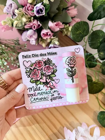 Card com Hidratante Labial (manteiga de Cacau)- Dia das Mães