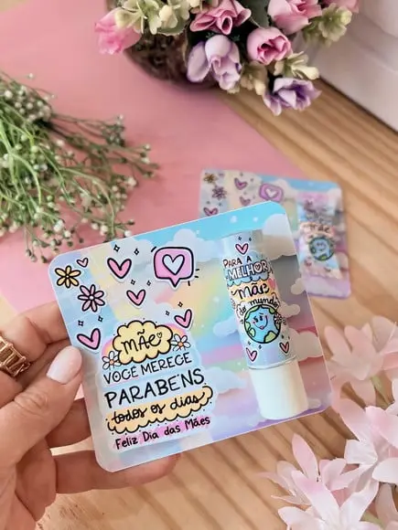 Card com Hidratante Labial (manteiga de Cacau)- Dia das Mães