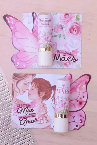 Card com Hidratante Labial (manteiga de Cacau)- Dia das Mães