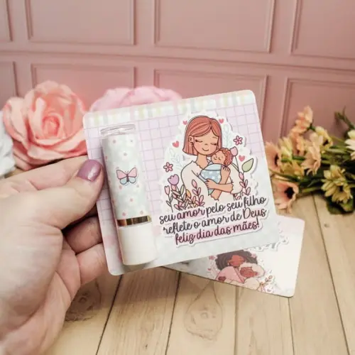 Card com Hidratante Labial (manteiga de Cacau)- Dia das Mães
