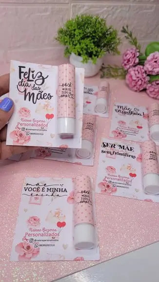 Card com Hidratante Labial (manteiga de Cacau)- Dia das Mães