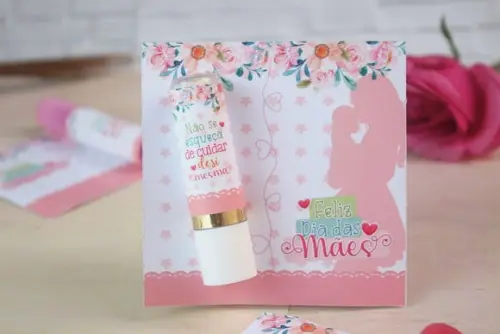 Card com Hidratante Labial (manteiga de Cacau)- Dia das Mães