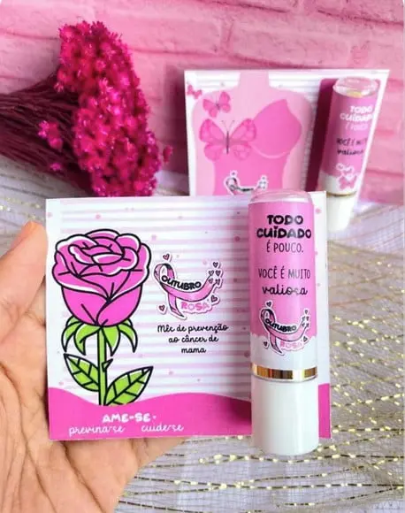 Card com Hidratante Labial (manteiga de Cacau)- Outubro Rosa
