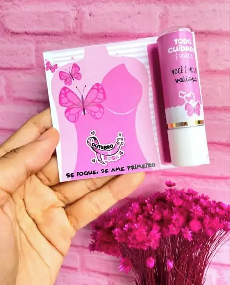 Card com Hidratante Labial (manteiga de Cacau)- Outubro Rosa