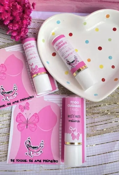 Card com Hidratante Labial (manteiga de Cacau)- Outubro Rosa