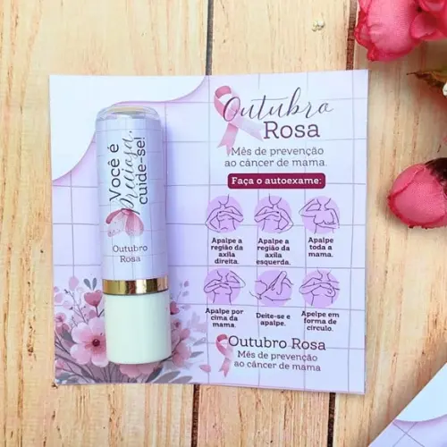 Card com Hidratante Labial (manteiga de Cacau)- Outubro Rosa