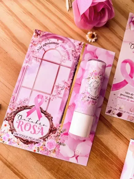 Card com Hidratante Labial (manteiga de Cacau)- Outubro Rosa