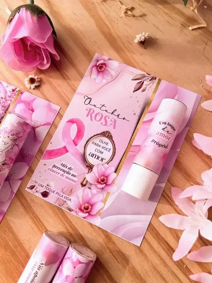 Card com Hidratante Labial (manteiga de Cacau)- Outubro Rosa