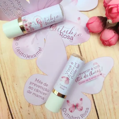 Card com Hidratante Labial (manteiga de Cacau)- Outubro Rosa