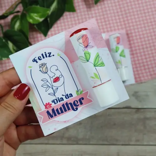 Card com Hidratante Labial (manteiga de Cacau)-dia da Mulher