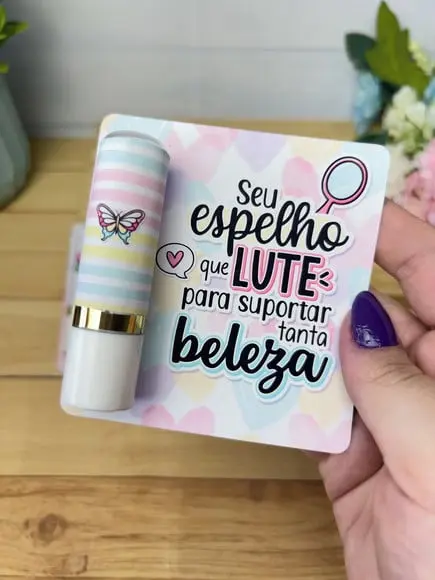Card com Hidratante Labial(manteiga de Cacau)- Dia da Mulher