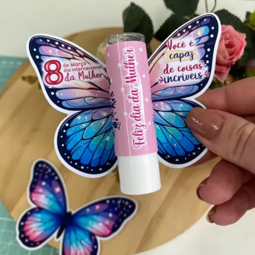 Card com Hidratante Labial(manteiga de Cacau)- Dia da Mulher