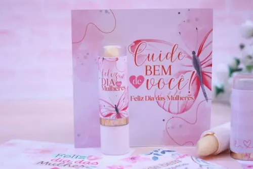 Card com Hidratante Labial(manteiga de Cacau)- Dia da Mulher