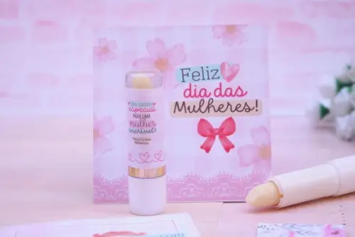 Card com Hidratante Labial(manteiga de Cacau)- Dia da Mulher