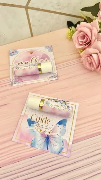 Card com Hidratante Labial(manteiga de Cacau)- Dia da Mulher