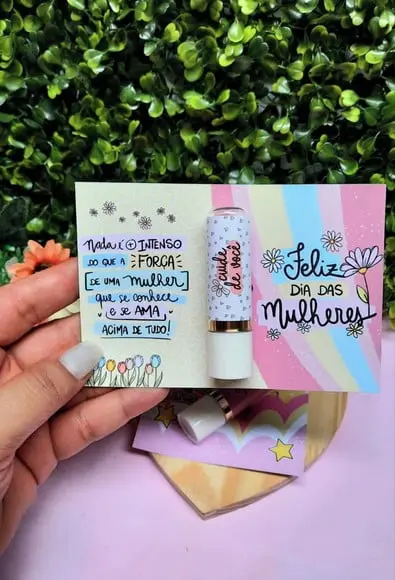 Card com Hidratante Labial(manteiga de Cacau)- Dia da Mulher