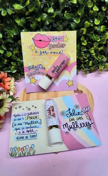 Card com Hidratante Labial(manteiga de Cacau)- Dia da Mulher