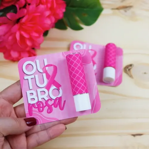 Card com Hidratante Labial(manteiga de Cacau)- Outubro Rosa
