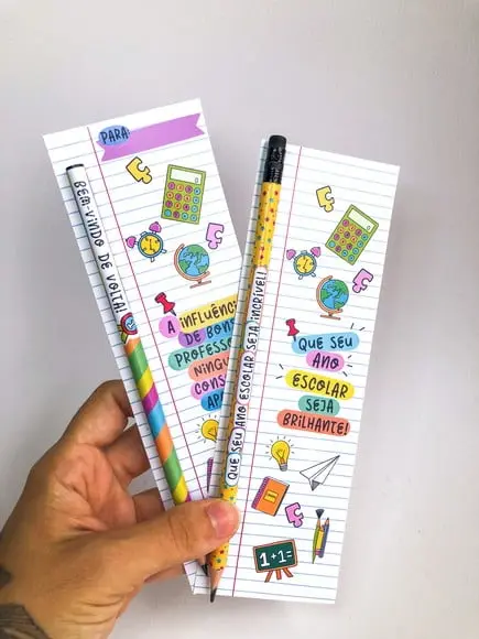 Card com Lápis ou Caneta- Volta as Aulas